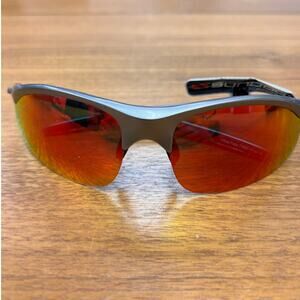 Sundog Men's Silver Sports Sunglasses with Polarized Red Lenses NWT